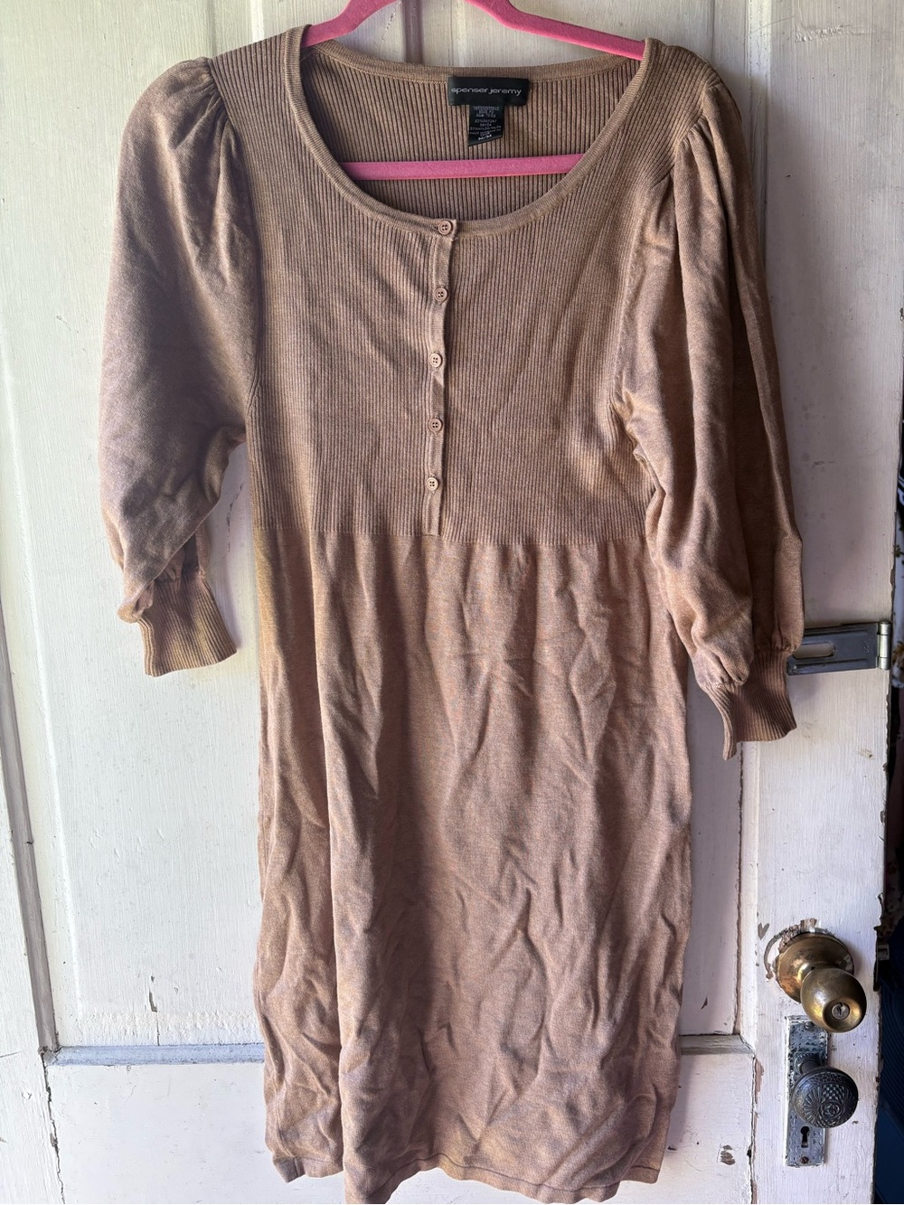 Spenser Jeremy Ribbed Knit dress in Tan